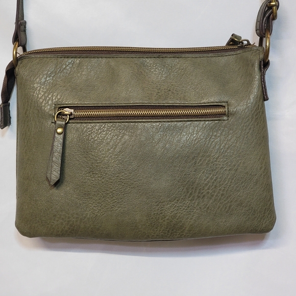 Olive Green Leather Crossbody Bag - Picture 2 of 11